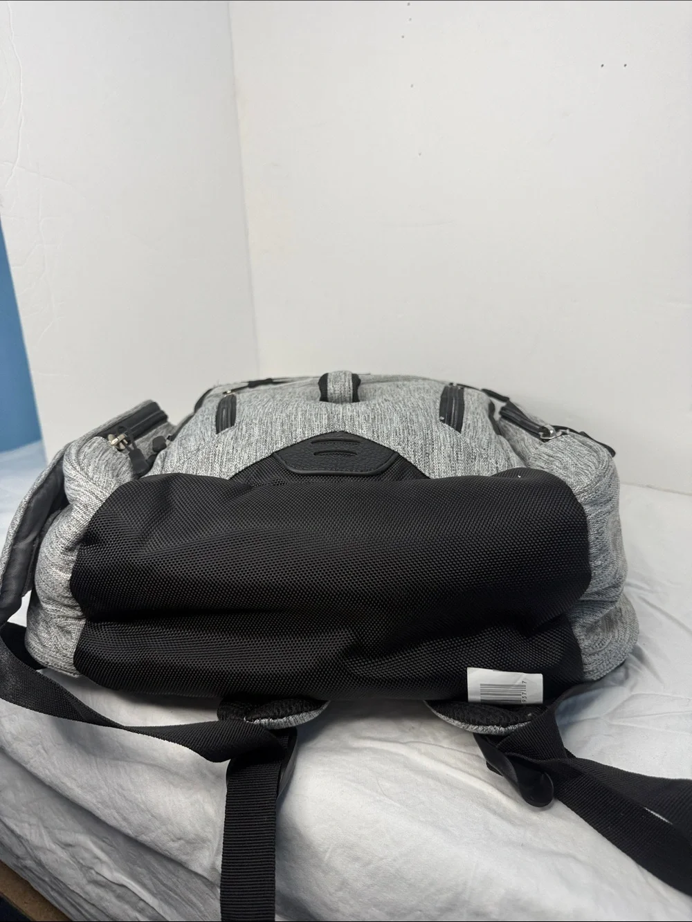 Eddie Bauer Rainier Back Pack Diaper Bag in gray and black.